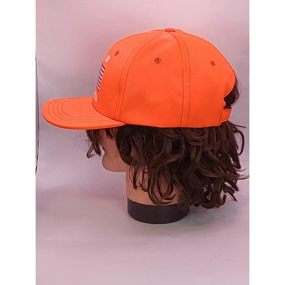 Vintage Unionwear Made‎ in America Orange Baseball Cap Hat USA Flag Casualwear